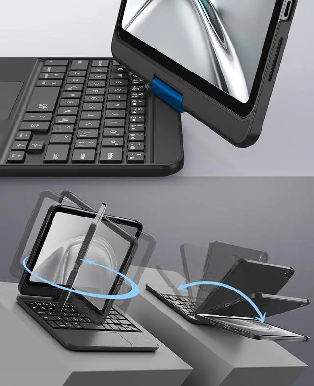 Alt view image 5 of 7 - Keyboard Case for iPad Mini 7 A17 Pro(2024) & Mini 6 (2021) 8.3", Touchpad Keyboard with 7 Color Backlit, Type-C Rechargeable, 360° Rotate Case for iPad Mini 7th/6th Generation, Black