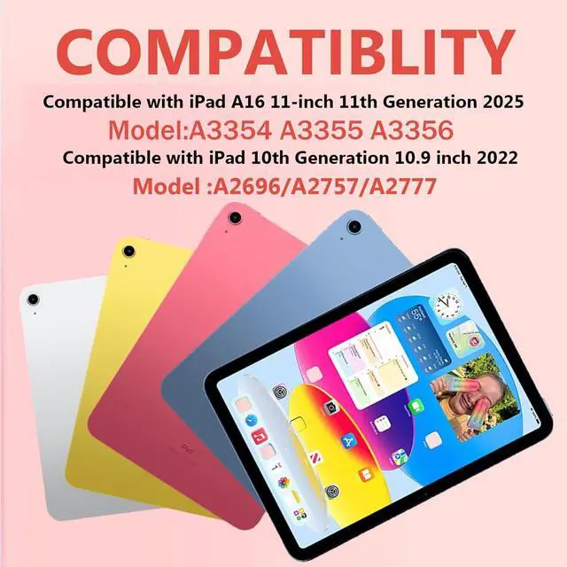Alt view image 2 of 7 - Touch Keyboard Case for iPad (A16) 11th Generation 11 inch 2025&10th Gen 10.9 inch 2022, 360° Rotate for iPad 10th Generation Case with Keyboard, Backlit Keyboard Case with Pencil Holder, Pink