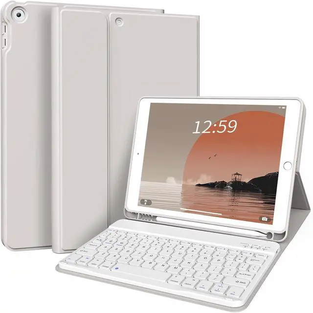 Main image of Keyboard Case Case with Keyboard for iPad 9th/8th/7th Generation 10.2 inch 2021/2020/2019 Detachable Wireless Bluetooth Keyboard Cover Thin & Light with Left Side Pencil Holder Auto Wake/SleepGray