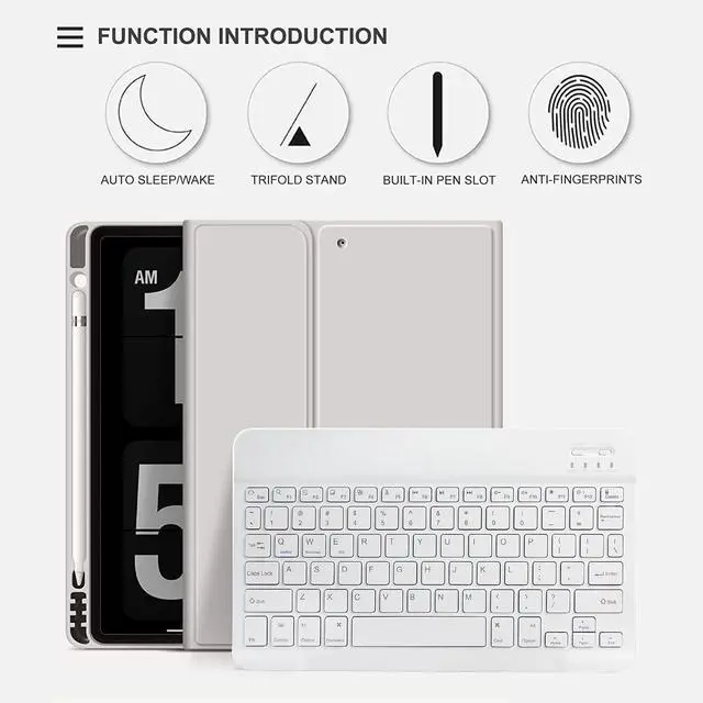 Alt view image 2 of 7 - Keyboard Case Case with Keyboard for iPad 9th/8th/7th Generation 10.2 inch 2021/2020/2019 Detachable Wireless Bluetooth Keyboard Cover Thin & Light with Left Side Pencil Holder Auto Wake/SleepGray