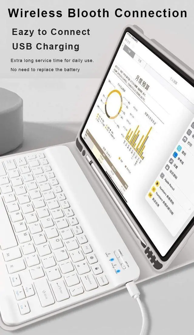 Alt view image 3 of 7 - Keyboard Case Case with Keyboard for iPad 9th/8th/7th Generation 10.2 inch 2021/2020/2019 Detachable Wireless Bluetooth Keyboard Cover Thin & Light with Left Side Pencil Holder Auto Wake/SleepGray