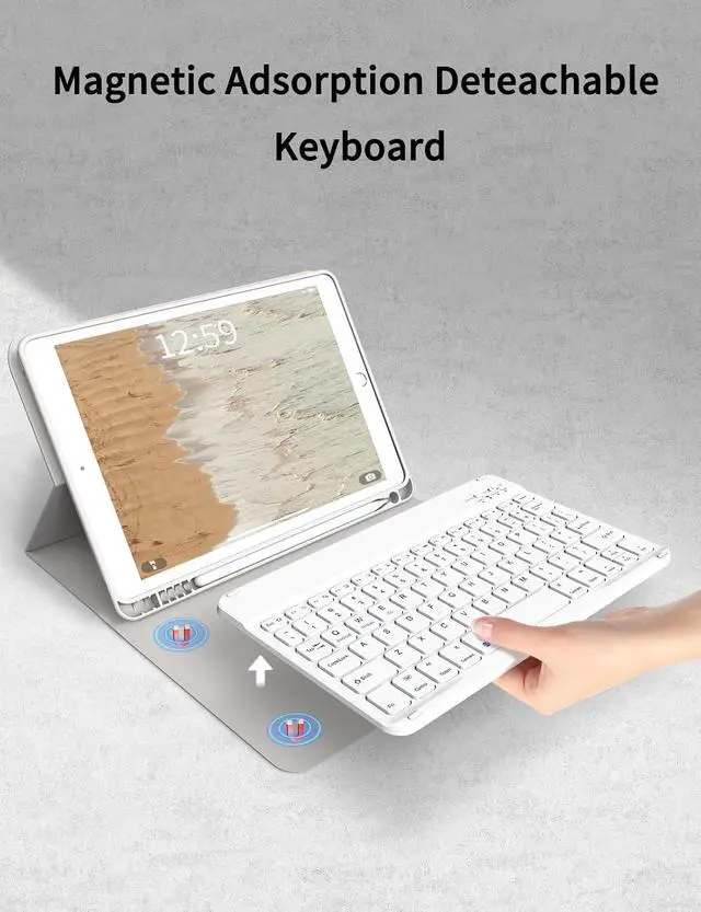 Alt view image 4 of 7 - Keyboard Case Case with Keyboard for iPad 9th/8th/7th Generation 10.2 inch 2021/2020/2019 Detachable Wireless Bluetooth Keyboard Cover Thin & Light with Left Side Pencil Holder Auto Wake/SleepGray