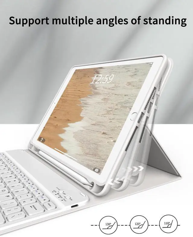 Alt view image 5 of 7 - Keyboard Case Case with Keyboard for iPad 9th/8th/7th Generation 10.2 inch 2021/2020/2019 Detachable Wireless Bluetooth Keyboard Cover Thin & Light with Left Side Pencil Holder Auto Wake/SleepGray