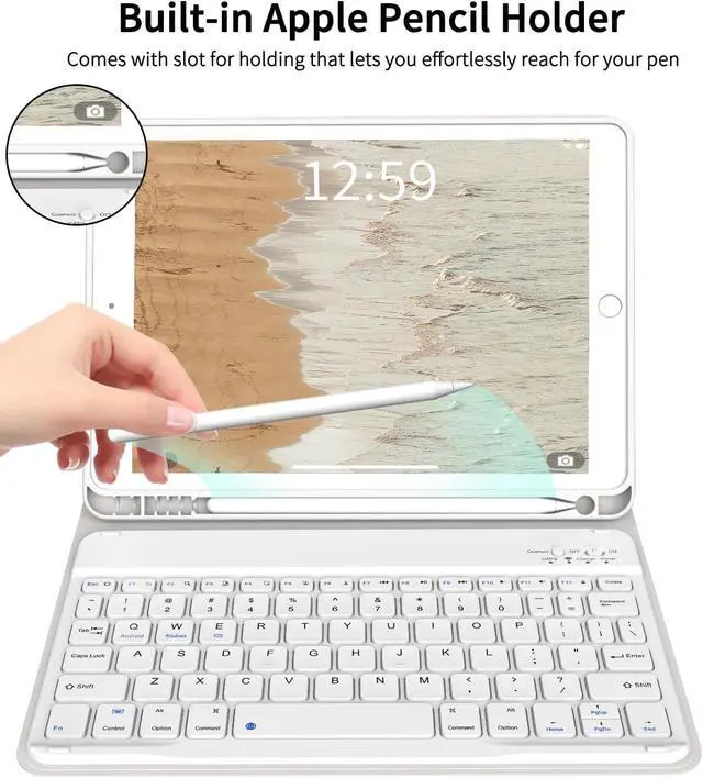 Alt view image 6 of 7 - Keyboard Case Case with Keyboard for iPad 9th/8th/7th Generation 10.2 inch 2021/2020/2019 Detachable Wireless Bluetooth Keyboard Cover Thin & Light with Left Side Pencil Holder Auto Wake/SleepGray