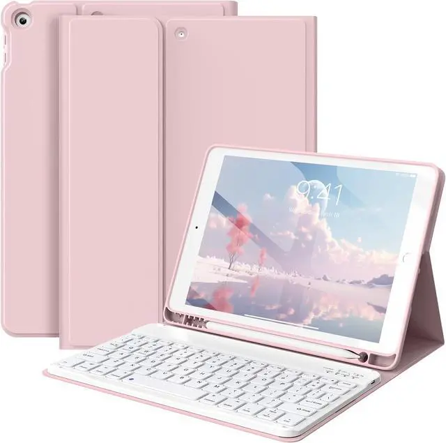 Main image of Keyboard Case for iPad 9th/8th/7th Generation(2021/2020/2019), 10.2 inch iPad 9/8/7 Case with Keyboard, Auto Wake Sleep Cover with Pencil Holder, Pink