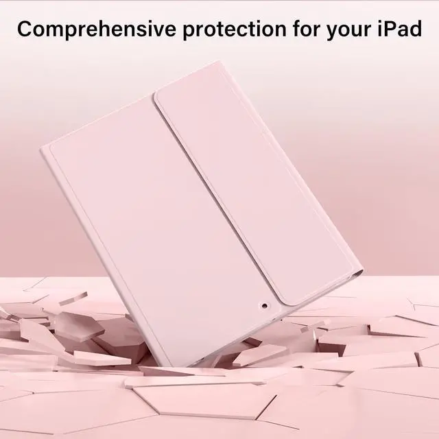Alt view image 3 of 7 - Keyboard Case for iPad 9th/8th/7th Generation(2021/2020/2019), 10.2 inch iPad 9/8/7 Case with Keyboard, Auto Wake Sleep Cover with Pencil Holder, Pink