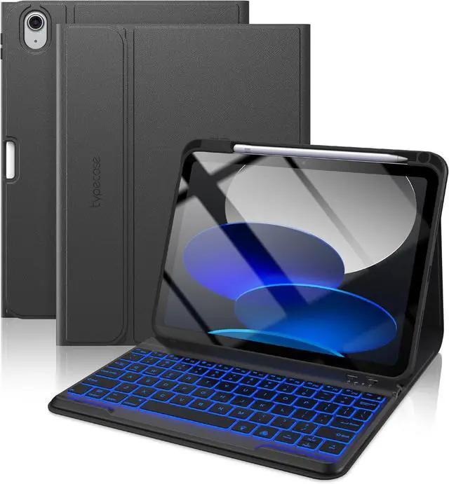 Main image of Folio Keyboard Case for iPad 10th Gen 10.9 inch (2022) and iPad 11th (A16, 2025), Magnetic Wireless Detachable Keyboard, 7-Color Backlight, Thin & Light, Pencil Holder Black
