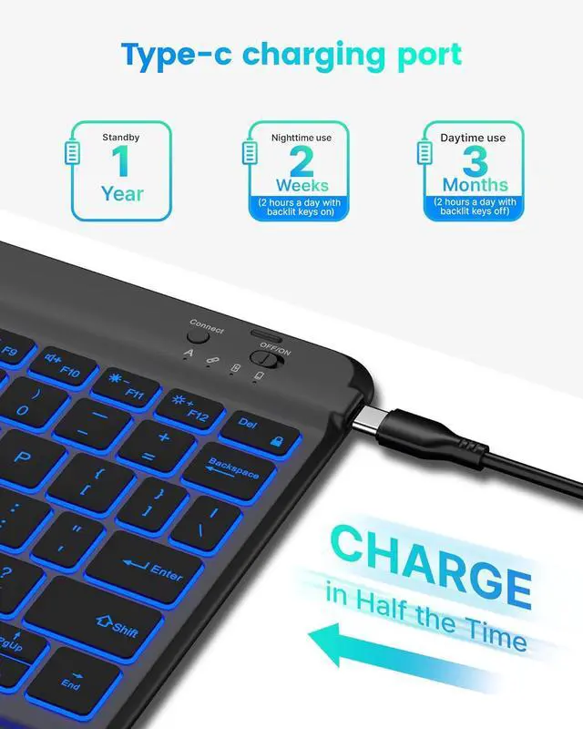 Alt view image 5 of 7 - Folio Keyboard Case for iPad 10th Gen 10.9 inch (2022) and iPad 11th (A16, 2025), Magnetic Wireless Detachable Keyboard, 7-Color Backlight, Thin & Light, Pencil Holder Black