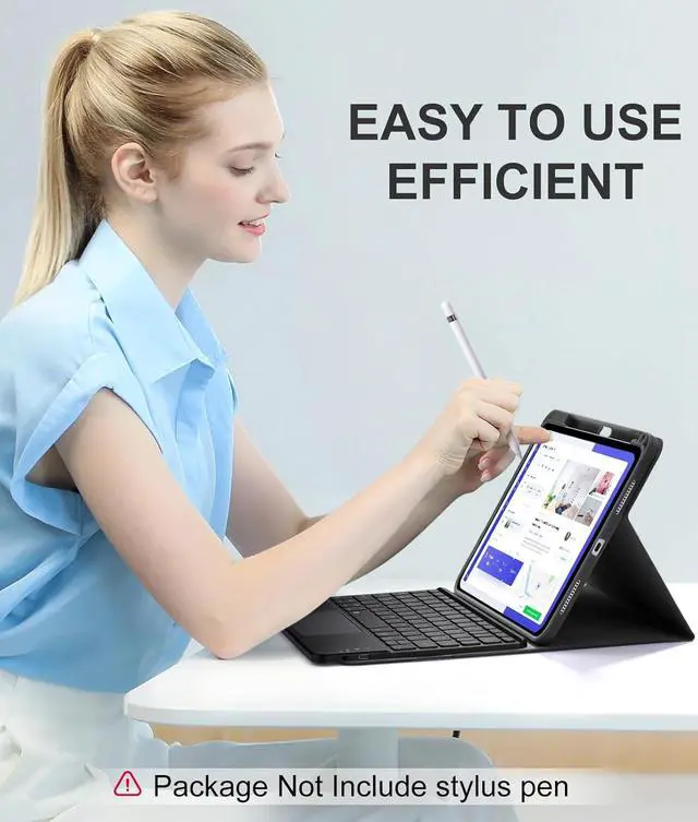 Alt view image 7 of 7 - Compatible for iPad 11th 10th Generation Case with Keyboard, Folio Cover with Pencil Holder, Multi-Touch Trackpad, 7 Color Backlit, Detachable Keyboard for iPad (A16) 11th/10th Gen (Black)