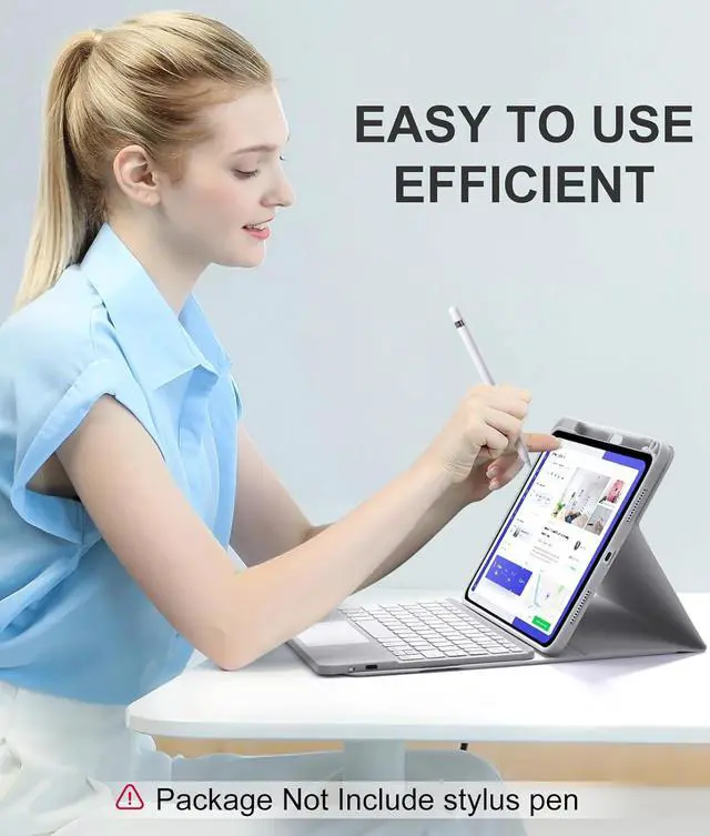 Alt view image 2 of 7 - Compatible for iPad 11th 10th Generation Case with Keyboard, Folio Cover with Pencil Holder, Multi-Touch Trackpad, 7 Color Backlit, Detachable Keyboard for iPad (A16) 11th/10th Gen (Gray)