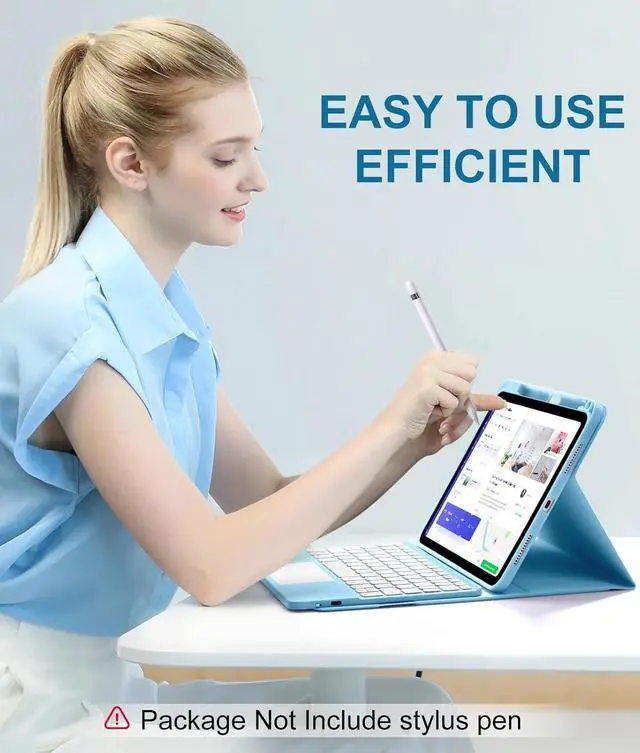 Alt view image 7 of 7 - Compatible for iPad 11th 10th Generation Case with Keyboard, Folio Cover with Pencil Holder, Multi-Touch Trackpad, 7 Color Backlit, Detachable Keyboard for iPad (A16) 11th/10th Gen (Sky Blue)