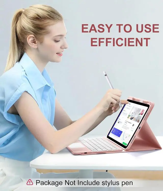 Alt view image 7 of 7 - Compatible for iPad 11th 10th Generation Case with Keyboard, Folio Cover with Pencil Holder, Multi-Touch Trackpad, 7 Color Backlit, Detachable Keyboard for iPad (A16) 11th/10th Gen (Light Pink