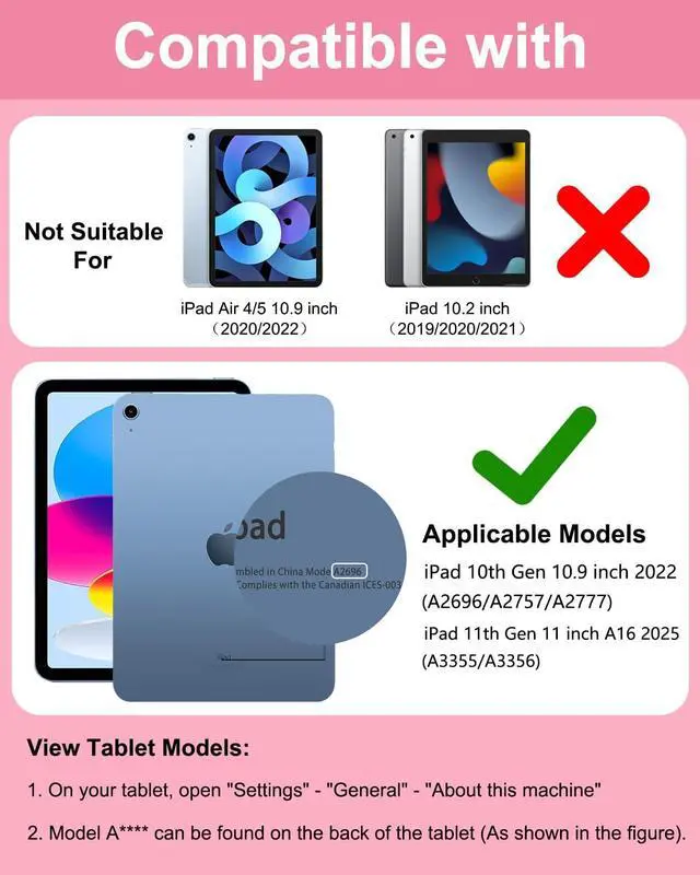 Alt view image 2 of 7 - Touchpad Keyboard Case for iPad 11th 10th Generation, 360 Rotation Cover with Pencil Holder Wireless Backlit Detachable Keypad for iPad 11 inch A16 2025/10 Gen 10.9" 2022 Watermelon Red