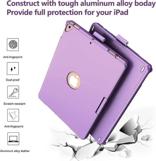 Alt view image 3 of 7 - Keyboard Case for iPad 9th,7 Color Backlight iPad Keyboard for 10.2-inch 9th /8th /7th /Air 3/Pro 10.5-inch,360° Rotatable Protective Cover with Apple Pencil Holder(Purple)