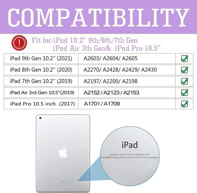 Alt view image 7 of 7 - Keyboard Case for iPad 9th,7 Color Backlight iPad Keyboard for 10.2-inch 9th /8th /7th /Air 3/Pro 10.5-inch,360° Rotatable Protective Cover with Apple Pencil Holder(Purple)