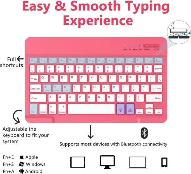 Alt view image 3 of 7 - for iPad 11th 10th Generation Case with Keyboard, Keyboard Case for iPad 10th Gen 10.9 inch (2022) & 11th (A16, 2025), 7-Color Backlight,Detachable Bluetooth Keyboard,Pencil Holder-Watermelon