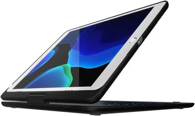Alt view image 4 of 7 - For iPad Keyboard Case for iPad 2018 (6th Gen) - iPad 2017 (5th Gen) - iPad Pro 9.7 - iPad Air 2 & 1 - Thin & Light - 360 Rotatable - Wireless/BT - Backlit 10 Color - iPad Case with Keyboard (Black)