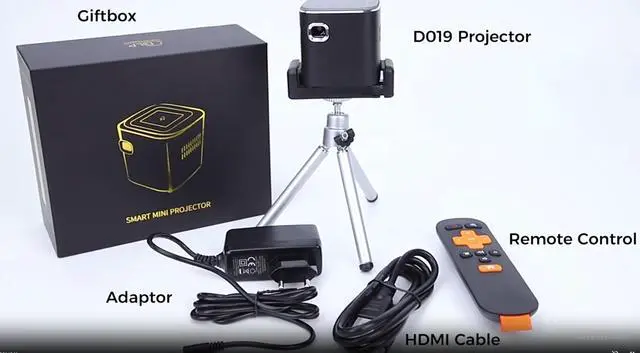 Alt view image 7 of 7 - Mini Projector with Android TV, DLP and Rechargeable Battery,  Pocket Portable Projector with WiFi Bluetooth, 360°Speaker, 1080P Support, Wireless Smart Outdoor Projector for Phone/HDMI/USB