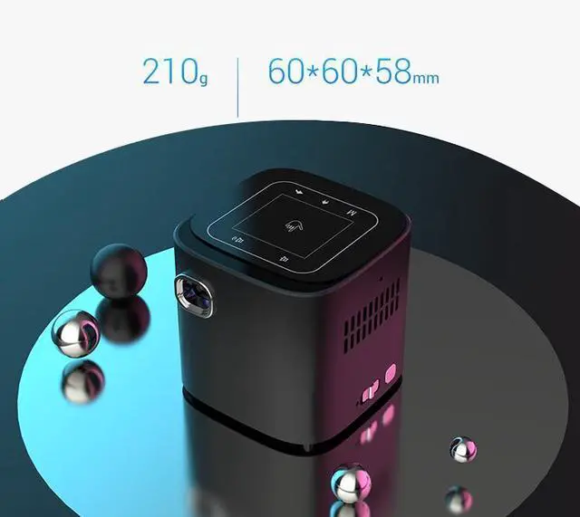 Alt view image 2 of 7 - Mini Projector with Android TV, DLP and Rechargeable Battery,  Pocket Portable Projector with WiFi Bluetooth, 360°Speaker, 1080P Support, Wireless Smart Outdoor Projector for Phone/HDMI/USB