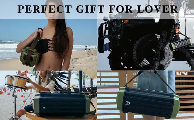 Alt view image 6 of 6 - Dreamwave Tremor III Outdoor Bluetooth Speaker 100W HiFi Sound Dual Pairing 24hr Playtime U-Drive Support Built-in Mic Rugged Portable IPX5 Waterproof for Travel and Outdoor Use,Green