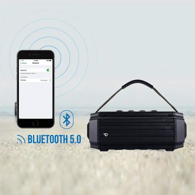 Alt view image 6 of 6 - Dreamwave Tremor III Outdoor Bluetooth Speaker 24hr Playtime, 66ft Range, Built-in Mic, Dual Pairing, 100W HiFi Sound, U-Drive Support, Gray