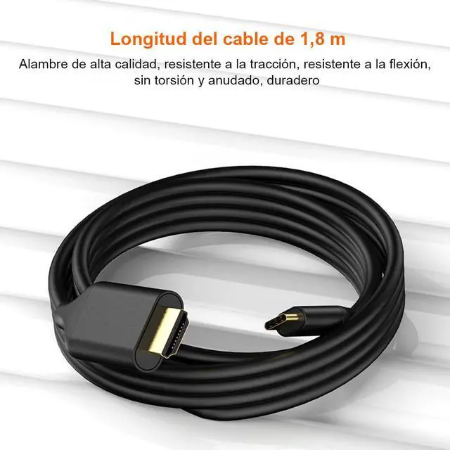 Alt view image 5 of 5 - USB C to HDMI Cable Adapter 6ft 4K,DEFEILIN USB Type C to HDMI Cable Thunderbolt 3 Compatible with MacBook Pro 2018 IPad pro,Samsung S9 S10,Surface Book 2,Dell XPS 13/15,Pixelbook More