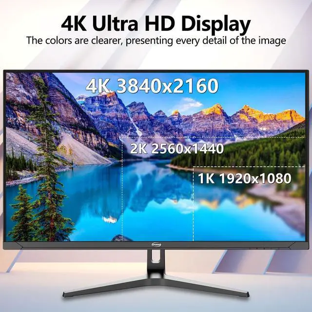 Alt view image 2 of 7 - GPVHOSO 32 Inch 4K Computer Monitor,  60Hz UHD Gaming Monitor, VA Panel, HDR, DCI-P3 86%, 100% sRGB, Eye Care, Freesync, HDMI/DP and Built-In Speaker, VESA 75*75mm