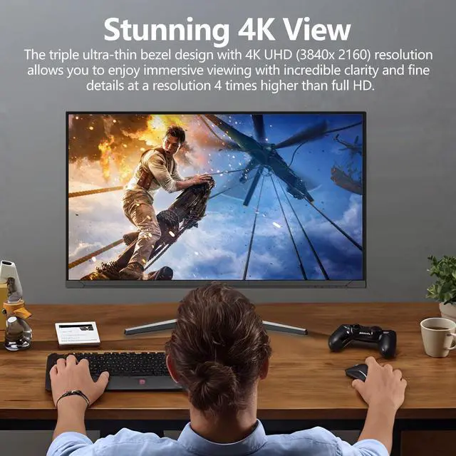 Alt view image 5 of 7 - GPVHOSO 32 Inch 4K Computer Monitor,  60Hz UHD Gaming Monitor, VA Panel, HDR, DCI-P3 86%, 100% sRGB, Eye Care, Freesync, HDMI/DP and Built-In Speaker, VESA 75*75mm