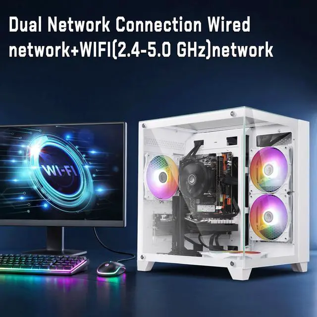Alt view image 5 of 7 - GPVHOSO Gaming Desktop PC, Intel Core i5 3.6GHz, RX 550 4GB | 4-Core Prebuilt Tower, 16GB RAM, 512GB Fast SSD, Windows 10 Home, 5 RGB Fans, Perfect for Casual Gaming & Daily Entertainment
