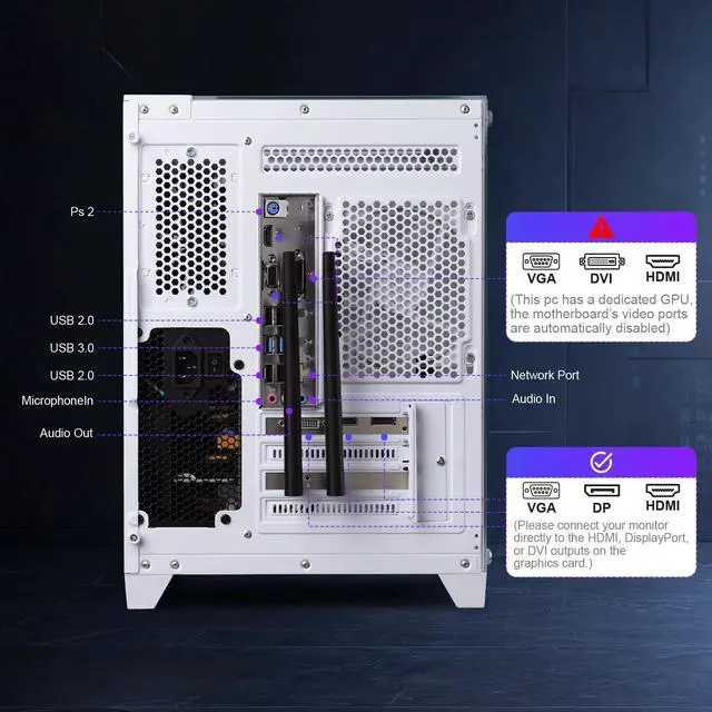 Alt view image 6 of 7 - GPVHOSO Gaming Desktop PC, Intel Core i5 3.6GHz, RX 550 4GB | 4-Core Prebuilt Tower, 16GB RAM, 512GB Fast SSD, Windows 10 Home, 5 RGB Fans, Perfect for Casual Gaming & Daily Entertainment