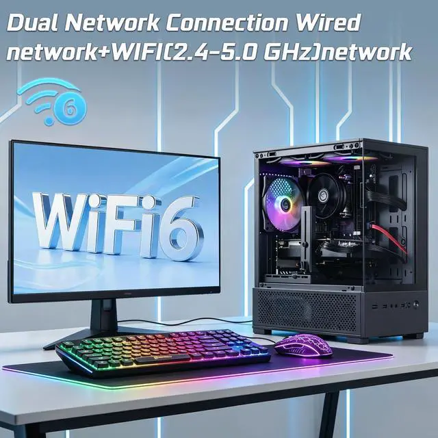 Alt view image 5 of 7 - GPVHOSO Gaming PC Desktop, Intel Core i7 4th Gen, RX 590 8GB | Prebuilt Gaming Computer Tower, 16GB RAM, 512GB SSD, Windows 11 Home, Plug and Play PC for 1080P Gaming, Live Streaming
