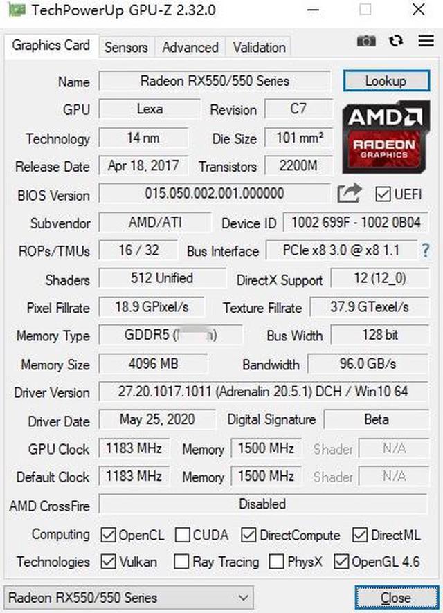 Alt view image 5 of 14 - Yeston AMD Video Card Radeon RX550 4G D5 LP Gaming Graphics Card GPU, 4G/128bit/GDDR5 PCI-Express 3.0x8 DirectX 12,DVI+HDMI+VGA Desktop Graphics Card (HTPC ITX is compatible)