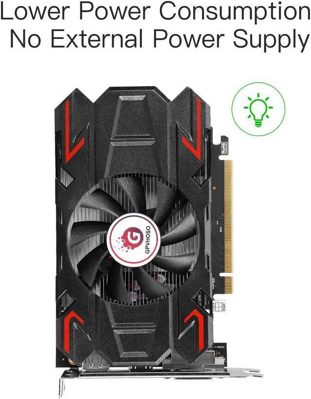 Alt view image 5 of 7 - GPVHOSO AMD Radeon RX 550 Graphics Card, 1183MHz, 4GB 128-Bit GDDR5 PCI Express 3.0 x 8, DP/HDMI/DVI-D Tri-ports, 4K Output, DirectX 12, OpenGL 4.5, Computer GPU, Desktop Gaming Video Card