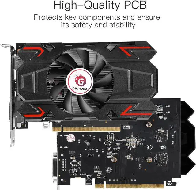 Alt view image 7 of 7 - GPVHOSO AMD Radeon RX 550 Graphics Card, 1183MHz, 4GB 128-Bit GDDR5 PCI Express 3.0 x 8, DP/HDMI/DVI-D Tri-ports, 4K Output, DirectX 12, OpenGL 4.5, Computer GPU, Desktop Gaming Video Card