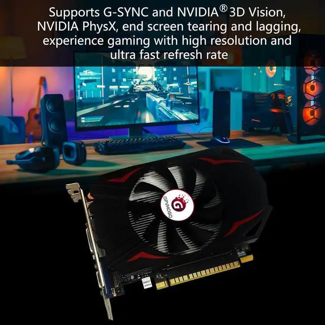 Alt view image 5 of 7 - GPVHOSO GTX 750Ti Graphics Card, 2GB GDDR5 128bit Direct X12 640SP Gaming Video Card, PCI Express 3.0x16 Interface, HDMI, DVI-D, VGA, Single Fan, Low Power GPU for Working Gaming