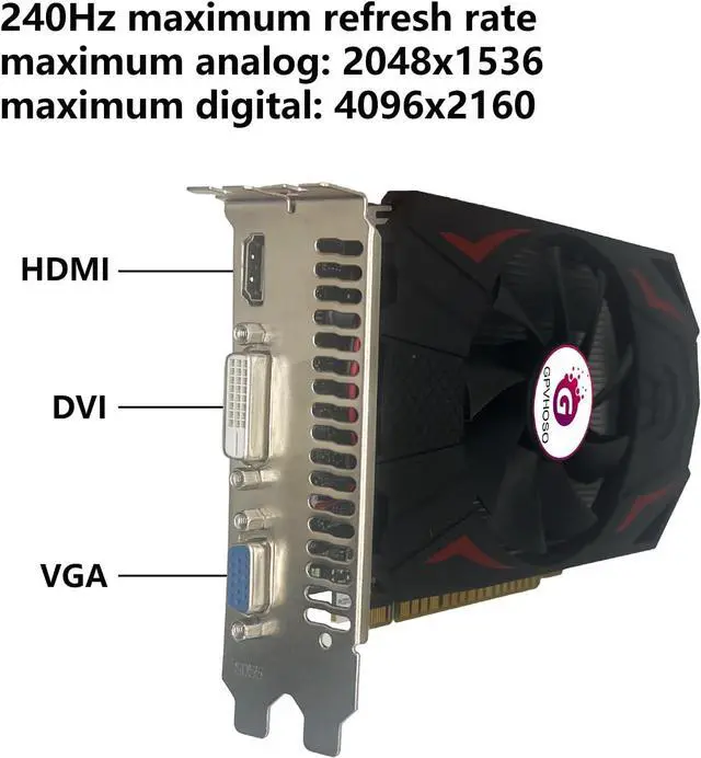Alt view image 7 of 7 - GPVHOSO GTX 750Ti Graphics Card, 2GB GDDR5 128bit Direct X12 640SP Gaming Video Card, PCI Express 3.0x16 Interface, HDMI, DVI-D, VGA, Single Fan, Low Power GPU for Working Gaming