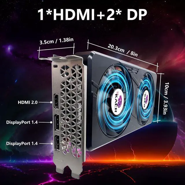 Alt view image 4 of 7 - GPVHOSO GTX 1060 6GB Computer Graphics Card, GDDR5 192bit 8K HDR VR Ready, 1060 Video Cards for Gaming PC, Tarjeta Gráfica Support Direct X12 PCIe3.0 * 16, Dual Cooling Fans, HDMI + 2*DP