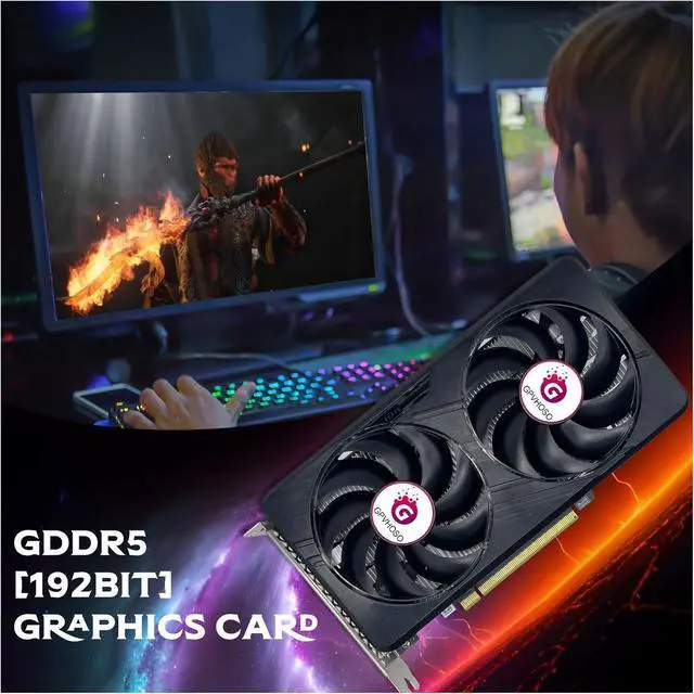 Alt view image 6 of 7 - GPVHOSO GTX 1060 6GB Computer Graphics Card, GDDR5 192bit 8K HDR VR Ready, 1060 Video Cards for Gaming PC, Tarjeta Gráfica Support Direct X12 PCIe3.0 * 16, Dual Cooling Fans, HDMI + 2*DP