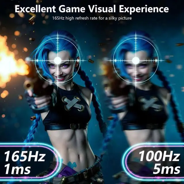 Alt view image 3 of 7 - GPVHOSO 49 Inch Curved Ultrawide Gaming Monitor, 4k Monitor(3840x1080P), 165Hz, 1500R HDR10, 32:9, AMD FreeSync, 125% sRGB, HDMI/DP VESA100*100mm