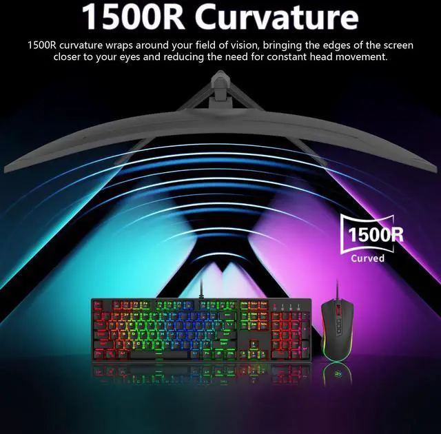 Alt view image 6 of 7 - GPVHOSO 49 Inch Curved Ultrawide Gaming Monitor, 4k Monitor(3840x1080P), 165Hz, 1500R HDR10, 32:9, AMD FreeSync, 125% sRGB, HDMI/DP VESA100*100mm