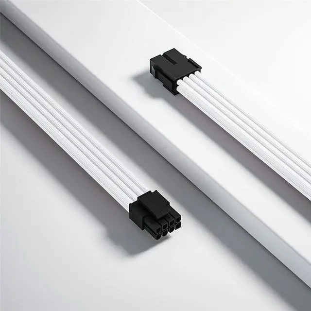 Alt view image 4 of 7 - Mod Sleeved Cable, White Power Supply Cable Extension Kit, 24PIN ATX, 4+4 PIN EPS, Dual 6+2 PIN PCIE, 6 PIN PCI-E