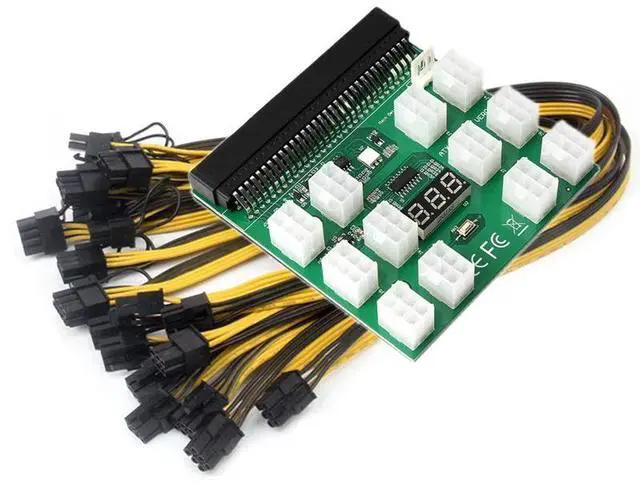 Main image of Power Module Breakout Board Kit With 12pcs 6Pin Male to 6+2Pin 8Pin Male Power Cables For 1200W/750W GPU Mining Power Supply