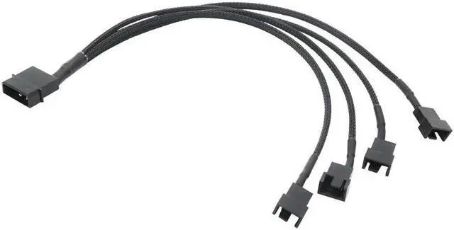 Main image of 1 To 2 Way Y-Splitter Sleeved 4-Pin  Male To 2x 4-Pin PWM Male Connector Fan Extension Adapter Cable