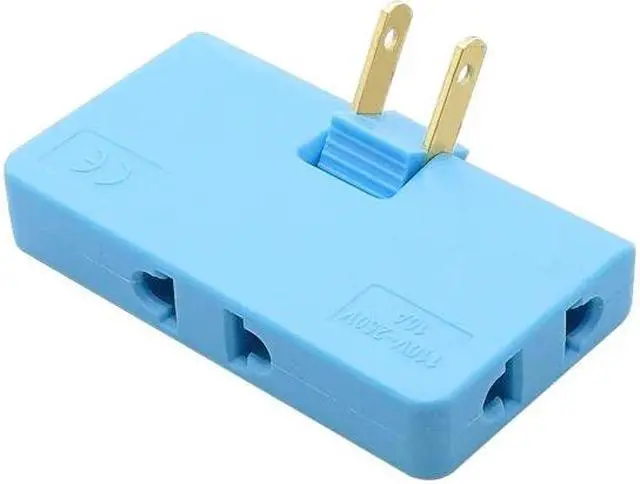 Main image of US TO EU Wall Outlet Extender 3 Way Flat Wall Outlet Extender AC Adapter 2-Prong Mini Indoor Plug Folding Outlet Splitter colourBlue