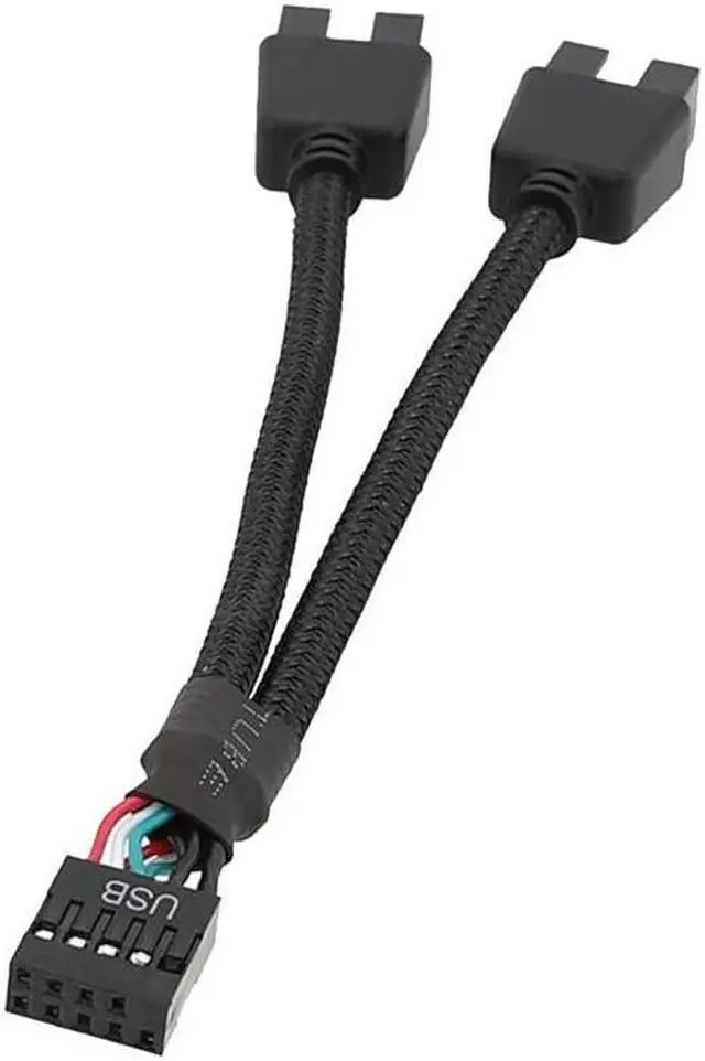 Main image of 9 Pin USB Header Female 1 to 2 Male Plastic + Metal Material Extension Splitter Cable 9P Connector Adapter