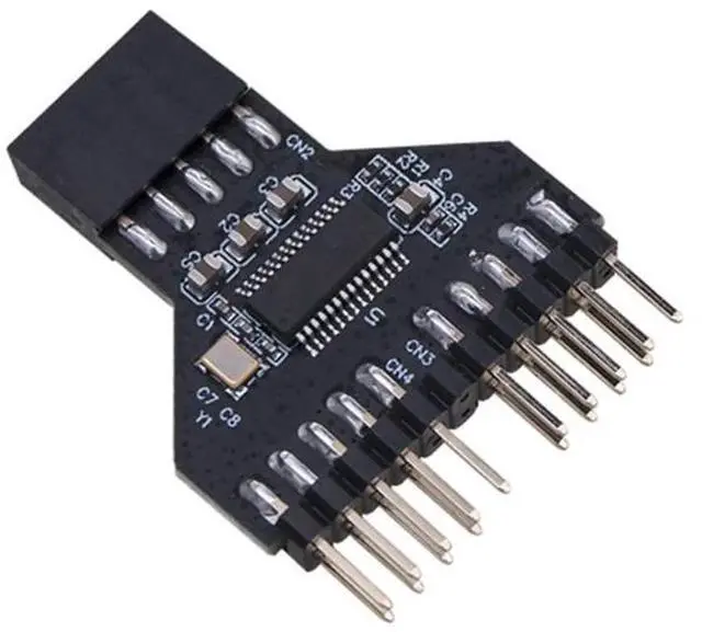 Main image of Motherboard USB 9Pin USB 2.0 Female Black  Header Splitter 1 To 2