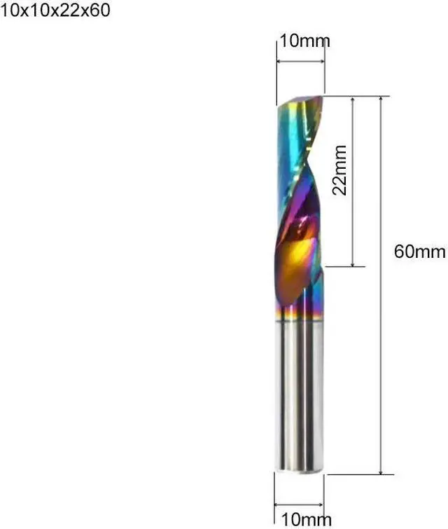 Main image of Flute for Aluminum Milling Cutter DLC Coated Colorful Aluminum Profile Composite Cutting Head Engraving Machine(10 pieces
(10x22x60mm