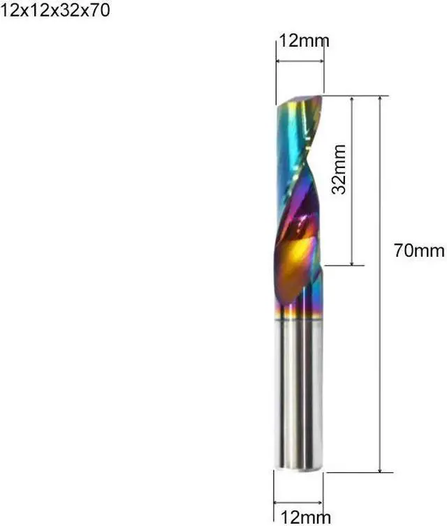 Main image of Flute for Aluminum Milling Cutter DLC Coated Colorful Aluminum Profile Composite Cutting Head Engraving Machine(1 pieces
(12x32x70mm