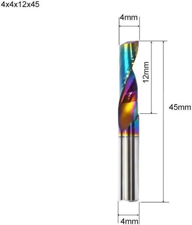 Main image of Flute for Aluminum Milling Cutter DLC Coated Colorful Aluminum Profile Composite Cutting Head Engraving Machine(10 pieces
(4x12x45mm