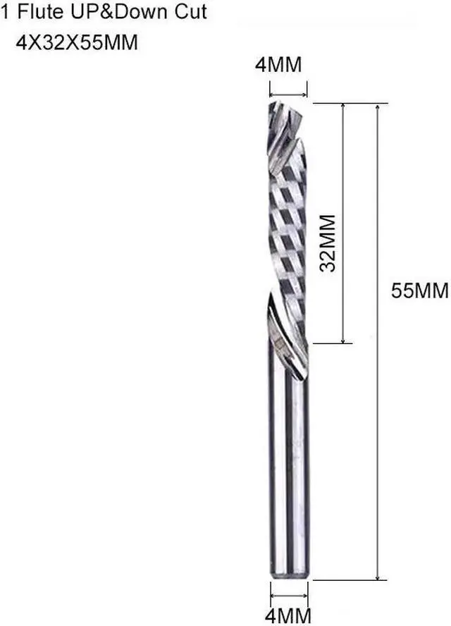 Main image of 5 pieces 4x32 One Flute UP DOWN Cut Spiral Carbide Mill Tool Cutters for Compression Wood End Mill Cutter Bits